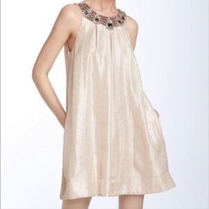 Alexia Admor Champagne Jeweled Dress Size XS